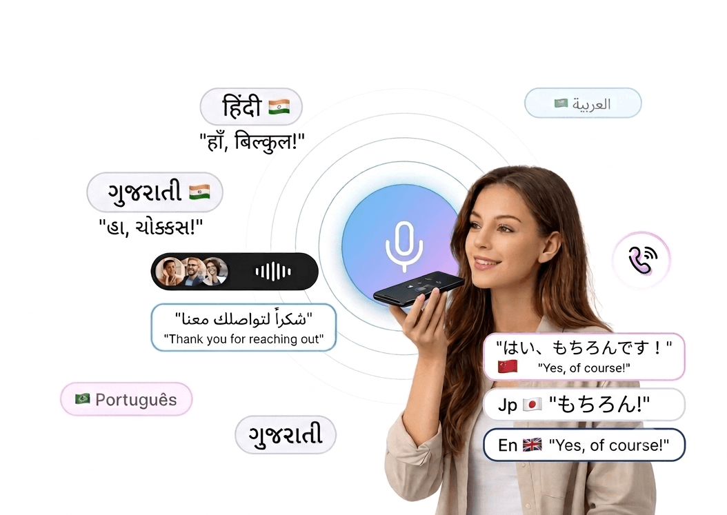 A multilingual team talking together in a modern office